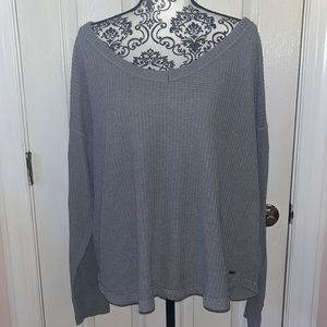 Hollister gray U neck long sleeve